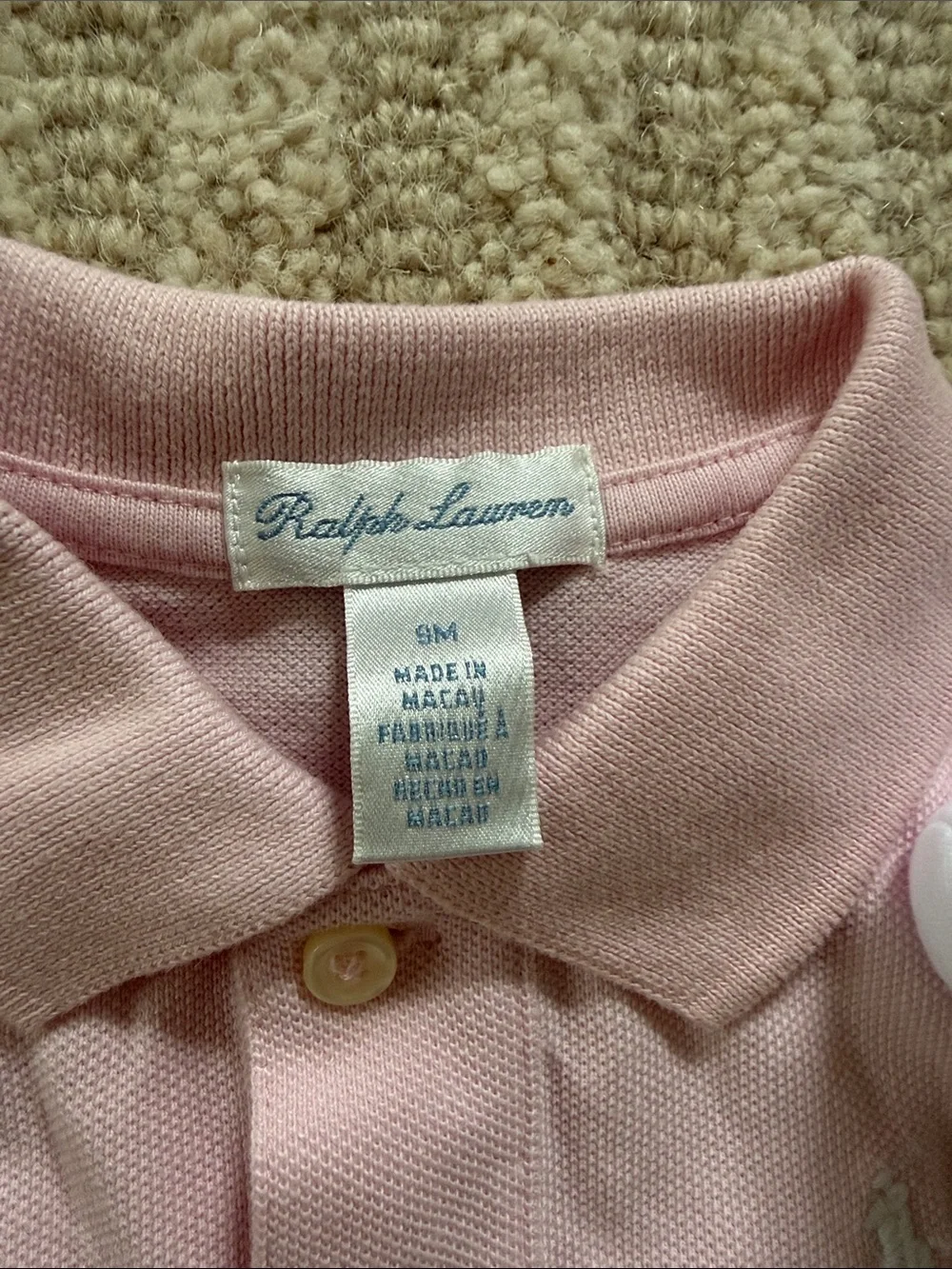 Ralph Lauren Baby's First Polo White Bear with Pink Knit Polo Gift Set